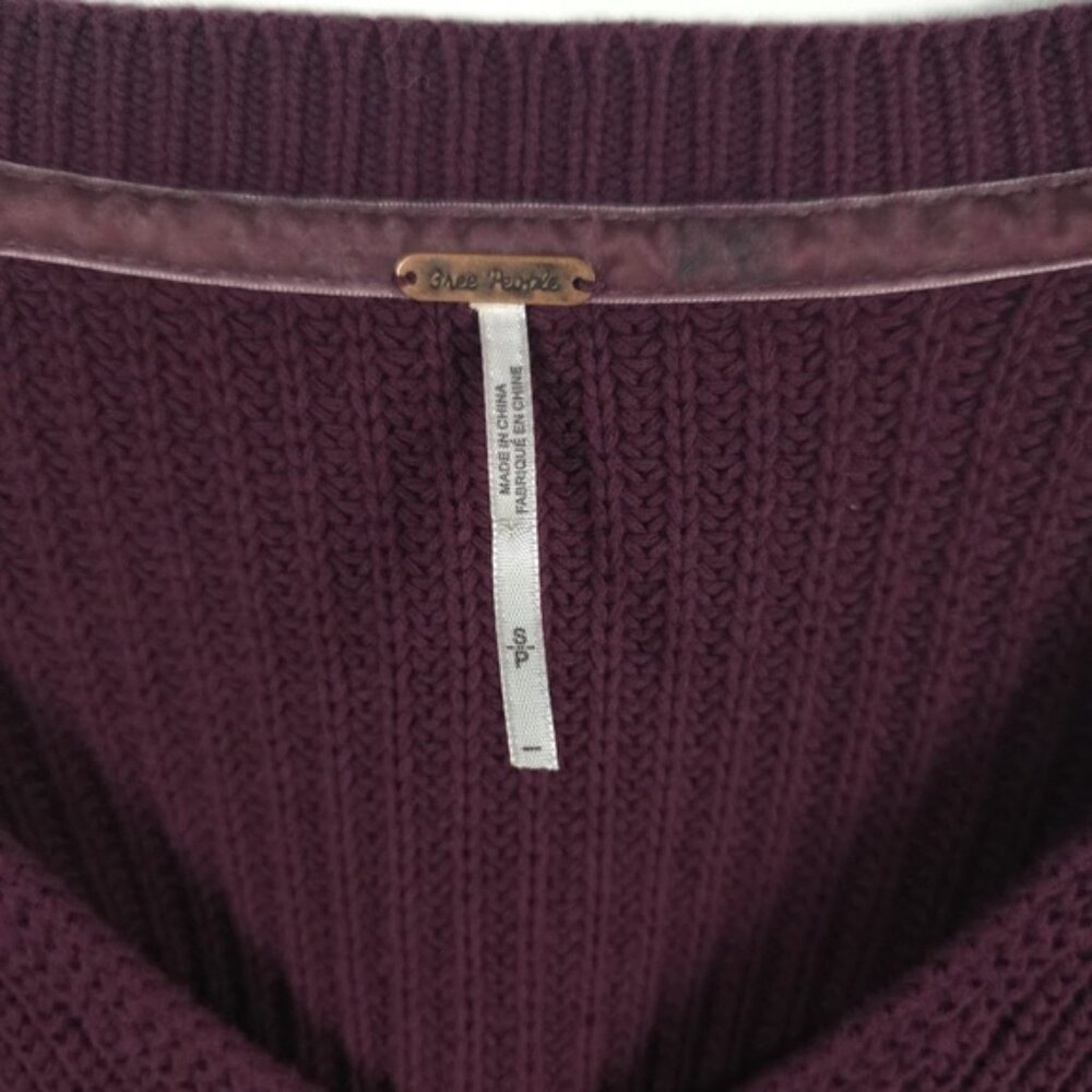 Free People Damsel Sweater Purple Bell Sleeve V Neck Rib Knit Boho Size S/P‎ - Picture 5 of 9